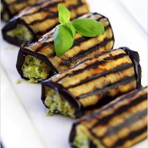 AUBERGINE, PEPPER AND COURGETTE ROLLS